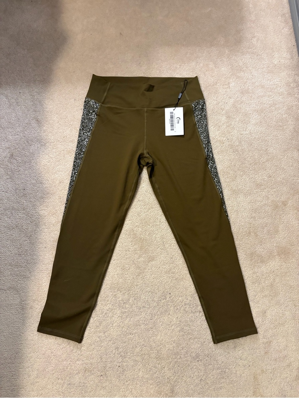 Ziya Olive Green Women's Leggings with Side Accent